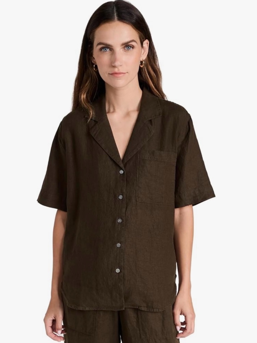 AYR brown linen pool boy top size small
